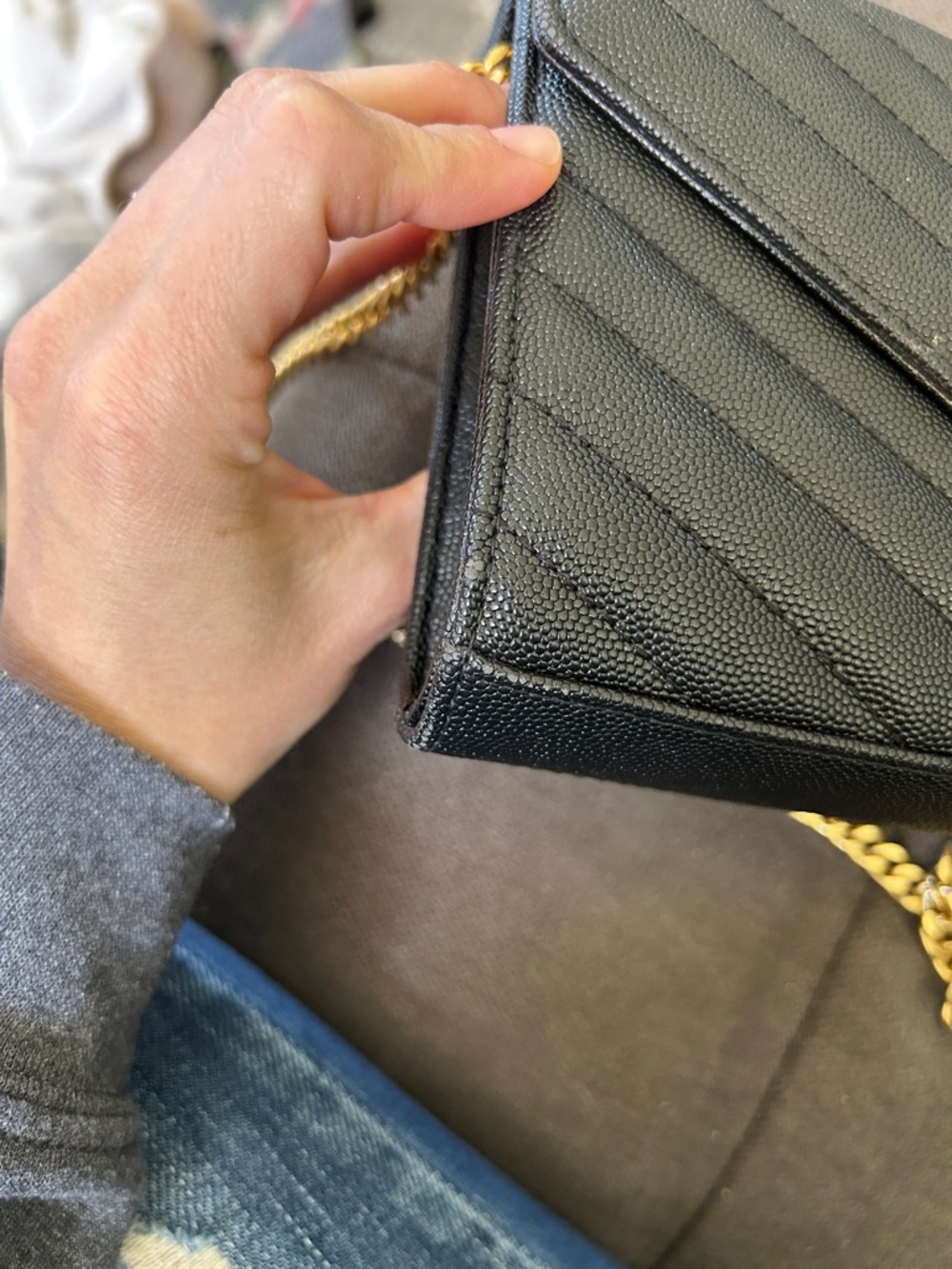Saint Laurent Black Quilted Crossbody with Gold Chain - Picture 10 of 15